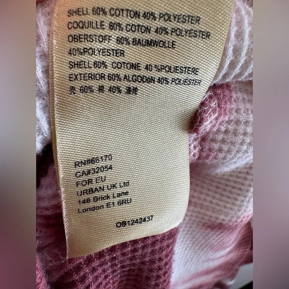 ANTHROPOLOGIE PILCRO L Waffle Weave Dolman Sleeve Raspberry Tie Die Cowl Neck - Picture 7 of 12